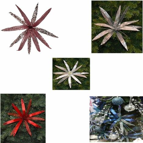 Decorazioni addobbi Albero di Natale Fiore Stella Bianco Rosso blu argento Rosa per allestimento Ornamento ghirlande casa set 6 - colorigenerali: ROSA