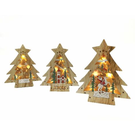 Decorazioni addobbi natalizie alberello in legno 3d luminoso di natale per cm22 moderno particolare esclusive eleganti - decoro: decoro 3