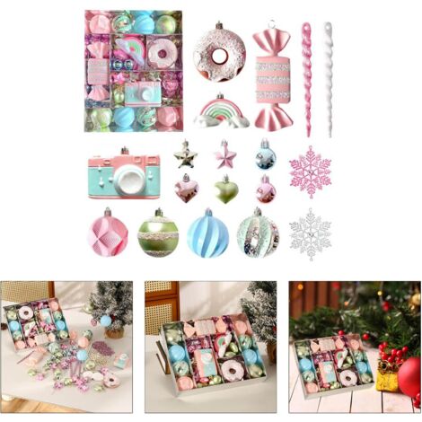 Decorazioni colorate per l'albero di Natale, 60 pezzi, decorazioni per l'albero sospese per decorazioni natalizie