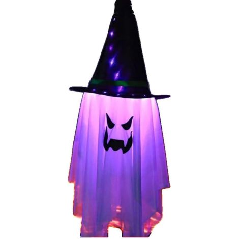 Decorazioni di Halloween Appeso Fantasma luminoso Volante Fantasma Mietitore Catene di teschio Fantasma luminoso Fantasma bianco Cappello da mago