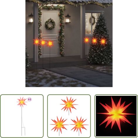 Decorazioni di Natale -  Luci di Natale con Picchi e LED 3 pz Pieghevoli Rosse 35 cm