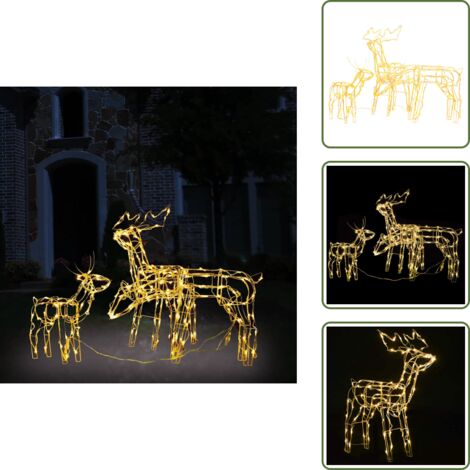 Decorazioni esterne - vidaXL Decorazioni di Natale a Forma di Renne 3 pz 229 LED - Luci LED