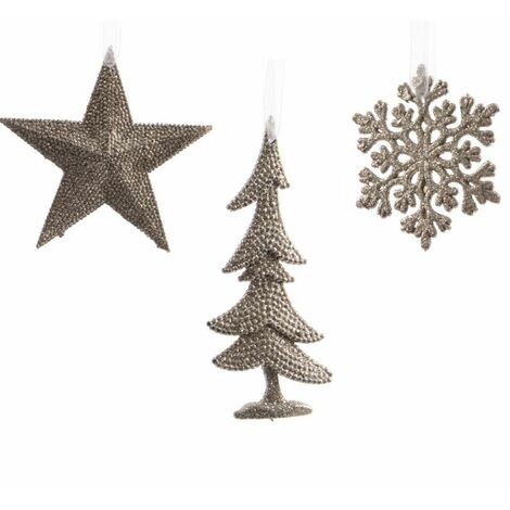 DECORAZIONI MISTE DA APPENDERE GLITTER CHAMPAGNE 3ASS PREZZO CADUNO