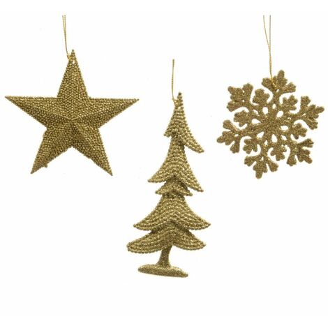 DECORAZIONI MISTE DA APPENDERE GLITTER ORO 3ASS PREZZO CADUNO