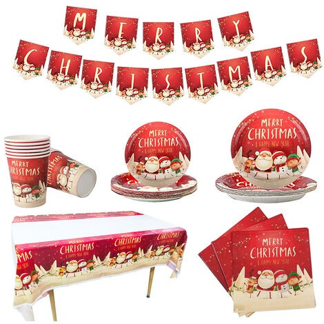piatti di carta e tovaglioli per feste tovaglie Amycute Set di stoviglie natalizie per 20 ospiti 20 ospiti decorazione natalizia 