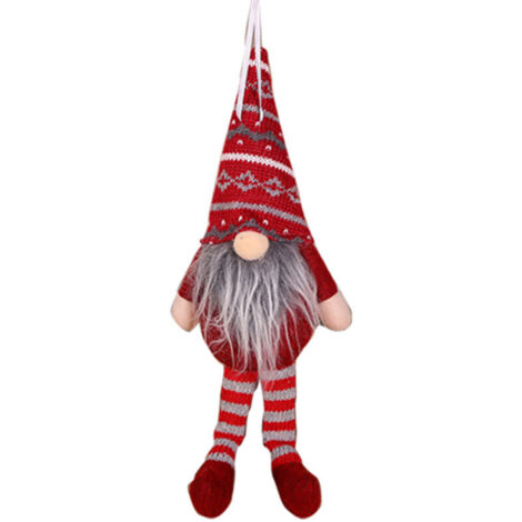 Decorazioni natalizie creative, tra cui un manichino da bosco seduto, una mini decorazione per l'albero di Natale e un manichino da bosco dalle gambe lunghe (rosso scuro).