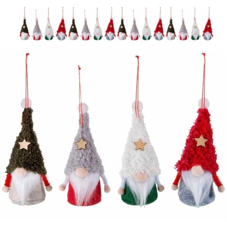 Decorazioni Natalizie da Appendere a Forma di Babbo Natale - Set 16 Pezzi