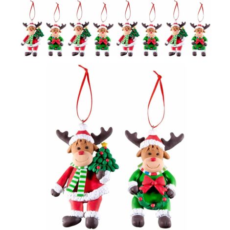 Decorazioni Natalizie da Appendere per Albero a Forma di Renne - 10 Pezzi