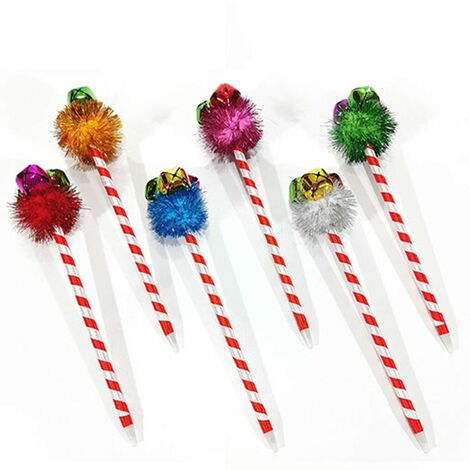 Decorazioni natalizie idea regalo per natale bambini segna posto set 6 penne  con 3 campanelle divertenti e simpatiche