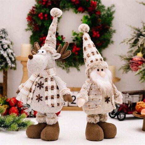 Decorazioni natalizie in piedi, bambola estensibile, decorazione da pavimento, alce di peluche