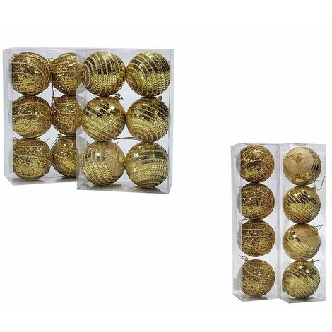 Decorazioni natalizie palline per albero di natale oro addobbi natalizi sfere grandi palle eleganti decori con paillettes - PEZZI: 12 PEZZI