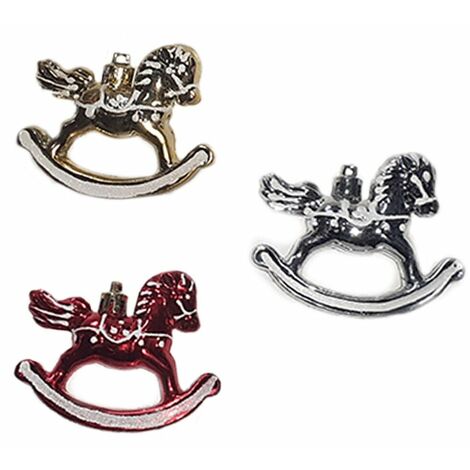 Decorazioni natalizie per albero di natale cavallo a dondolo Cavallucci oro rosso argento addobbi decorazioni set da 10 - colorigenerali: ROSSO