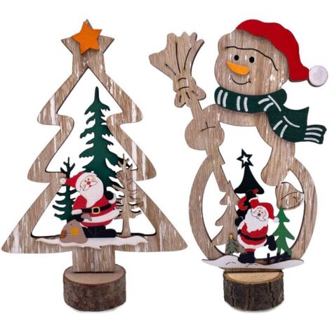 Decorazioni natalizie per la tavola, Simboli gioiosi, Decorazioni natalizie per la tavola, Decorazioni in legno per feste con pupazzi di neve, Vacanze natalizie e invernali.