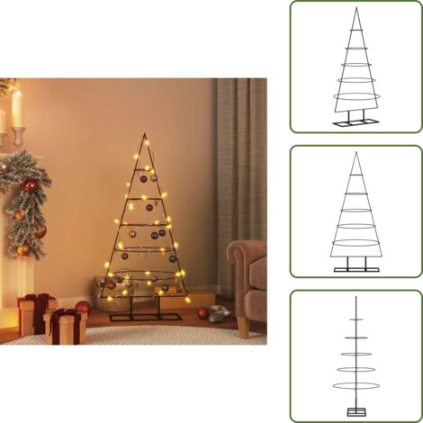 Decorazioni natalizie - vidaXL Albero di Natale Decorativo in Metallo Nero 125 cm - Albero di Natale salvaspazio