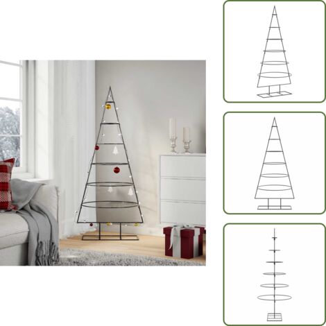 Decorazioni natalizie - vidaXL Albero di Natale Decorativo in Metallo Nero 150 cm - Albero di Natale salvaspazio