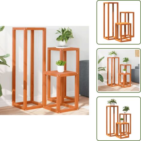 Decorazioni per casa - vidaXL Supporti per Piante 3 pz Marrone Cera in Legno Massello di Pino - Supporti per fiori