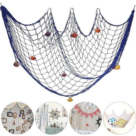 Décorer les filets de pêche,1.5 x 2M Filet de pêche décoration Murale Plage Filet de pêche sur Le thème tenture Murale pour Mur de fête décoration de Mariage à la Maison Photographie décoration
