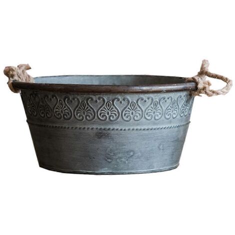 Décorez et rangez avec ce seau rond décoratif, pot de fleur charmant style ferme, plateau rond L.