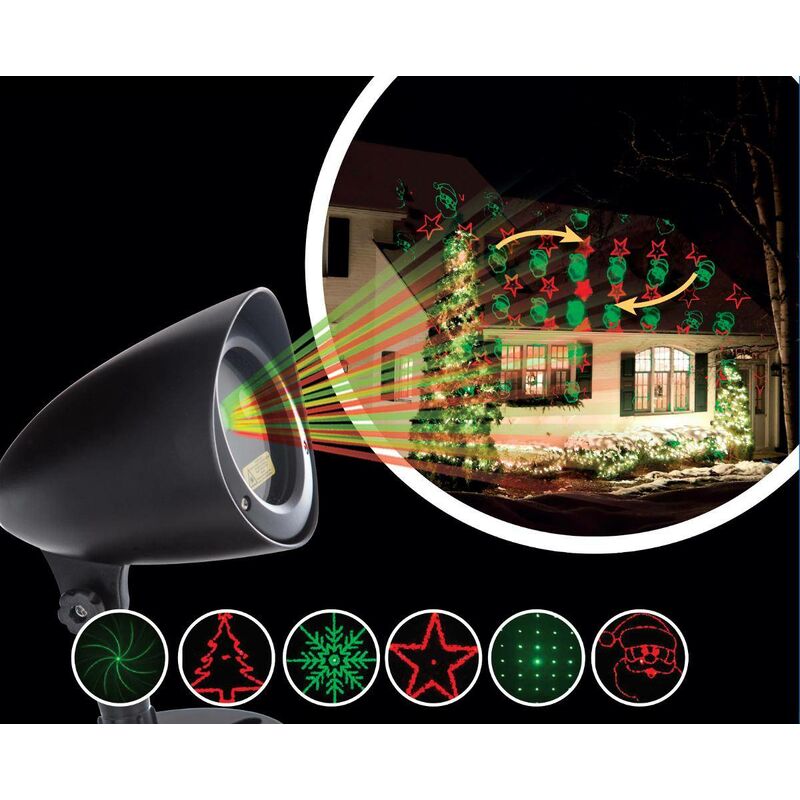 Image of Decori tlc esterni laser - decorazioni esterne laser tlc, abs, dimensioni l. 15 x l. 9,4 x h. 30 cm - Feeric lights & christmas - Rosso verde