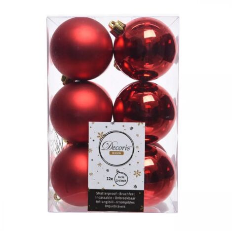 Decoris box 12 sfere rosso 60 021832