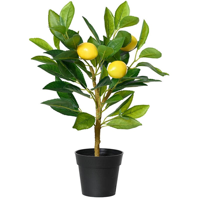 Everlands - Decoris Citronnier artificiel de 43 cm en pot, plante artificielle, citron, décoration de printemps, décoration de été, plante de