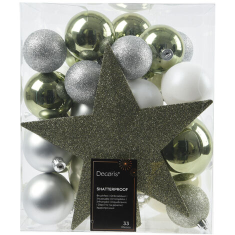 DECORIS Set di 33 ornamenti natalizi