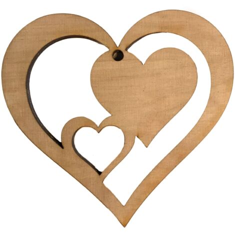 DECORO CUORE LEGNO Decoupage 10cm