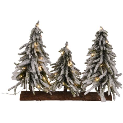 Decoro Tavolo 3 alberi innevati c/LED 15x46x34cm