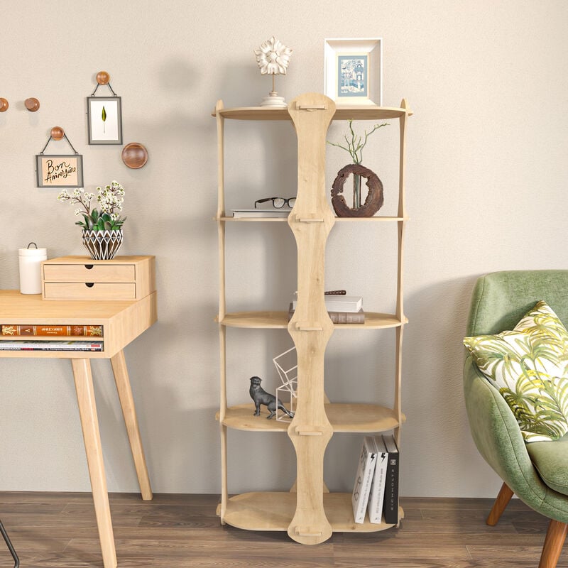 Ayzi 5-Tier mdf Bookcase Bookshelf Screwless Design - Decorotika