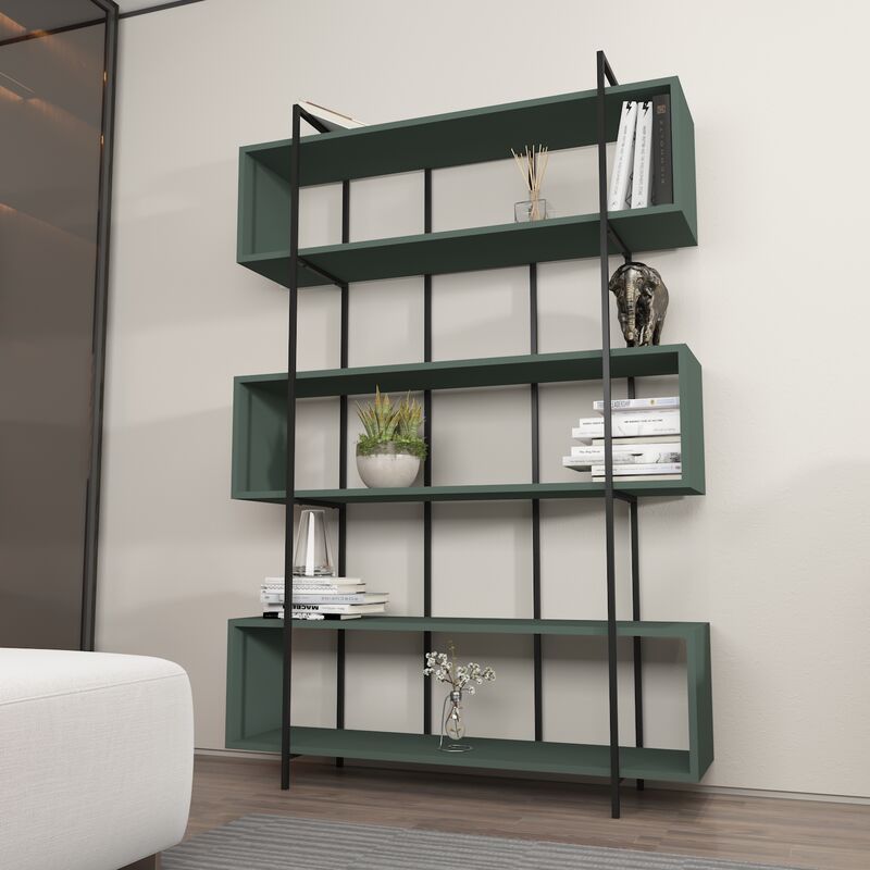 Bruti 5-Tier Bookcase Bookshelf Display Unit - Green and Black - Decorotika