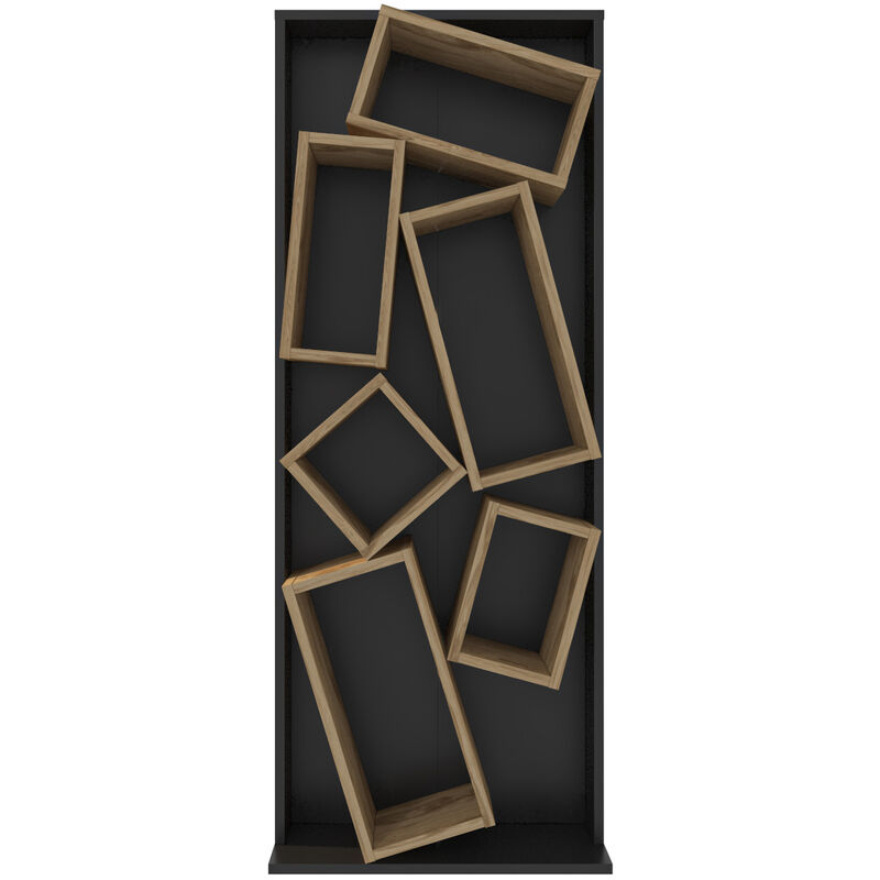 Carmen Bookcase Bookshelf with 6 Shelves - Black and Oud - Decorotika