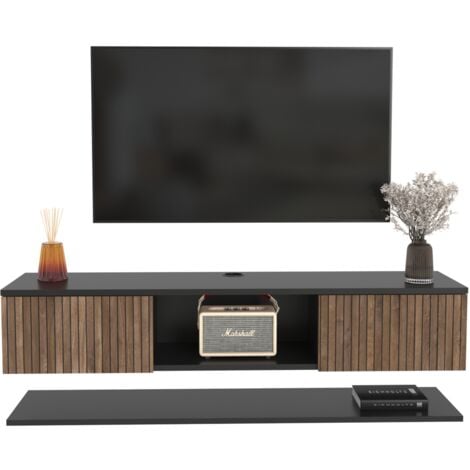 Decorotika Elia Floating TV Stand with Cabinets and Wall Shelf Unit Included