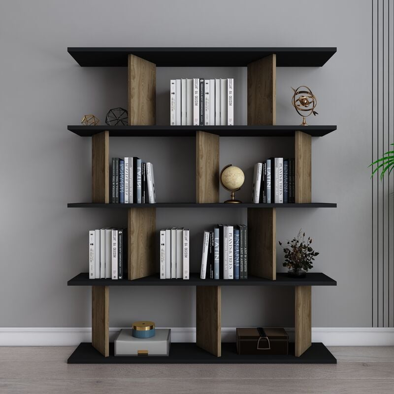 Decorotika Grace Bookcase Bookshelf Shelving Unit - White and Oud Oak