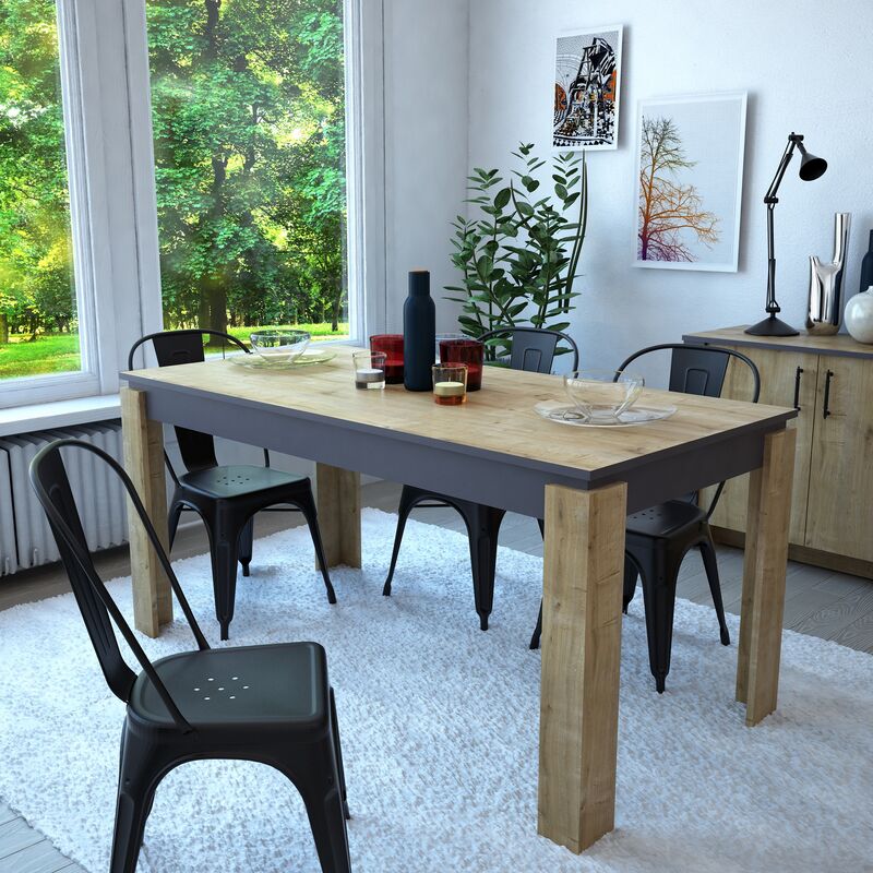 Manhattan Dining Table For 4 People Kitchen Living Room - Oak - Decorotika