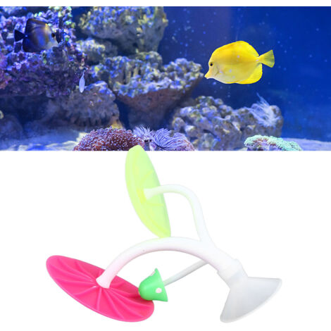 Décors Aquarium en Silicone pour Poissons Combattants Lit de Repos en Forme de Champignon Rose-AUTRES