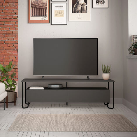 Decortie Cornea Modernes TV-Möbel Anthrazitgrau mit Schrank 150cm