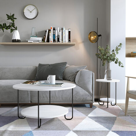 Decortie Corro Moderner Couchtisch Weiß Mehrzweck H 45cm