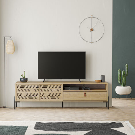 Decortie Dionysos Modern TV Stand Multimedia Centre TV Unit With Storage Cabinet 170cm - Oak