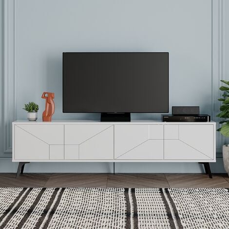 Decortie Dune Modern TV Stand Multimedia Centre TV Unit With Storage Cabinet 180cm - White