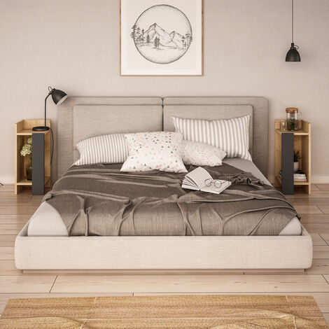 Decortie Elos Modern Nachttisch Links Und Rechts Eiche Anthrazit Grau 25cm Schmal
