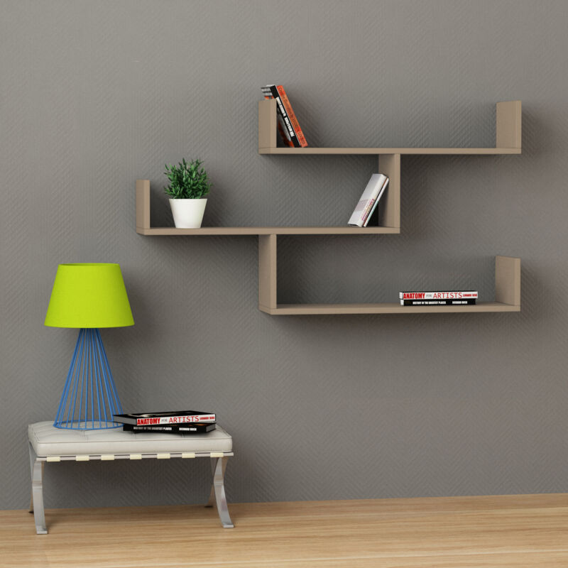 Decortie Tibet moderne étagère murale présentoir gris moka L 119cm de large Decortie Tibet moderne étagère murale présentoir gris moka L 119cm de large