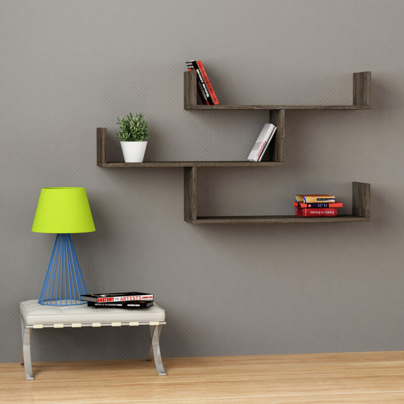 Decortie Tibet moderne étagère murale présentoir café foncé L 119cm de large Decortie Tibet moderne étagère murale présentoir café foncé L 119cm de large
