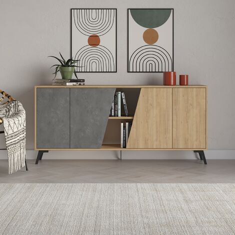 Decortie Fiona Console Sideboard Display Unit 180 - Oak / Retro Grey
