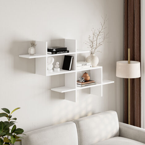 Decortie Halic Wall Mounted Modern Bookcase Display Unit - White