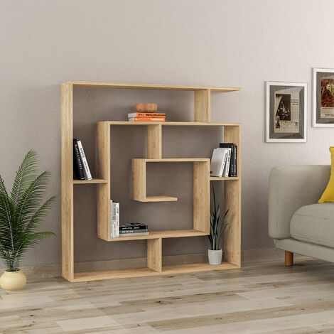 Decortie Labirent Modernes Bücherregal Raumteiler Eiche Natur Effekt Medium 129cm