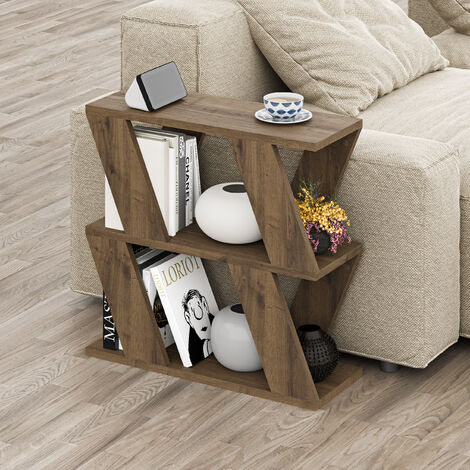 Decortie Lazena Modern Side End Coffee Table Multipurpose H 55.4cm 3 Tier - Dark Oak Effect
