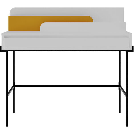 Decortie Leila Modern Schreibtisch Weiß Senf Mehrzweck Arbeitszimmer Modern Schreibtisch Breite 110cm