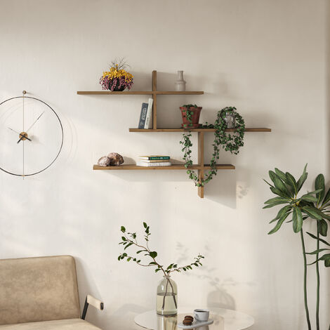 Decortie Leo Modernes Schweberegal 80,5cm Hoch - Dunkleiche Effekt