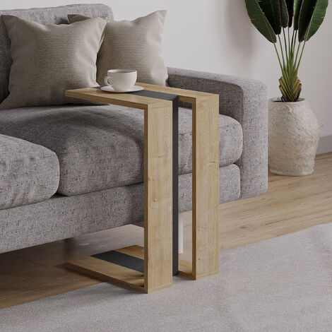 Decortie Muju Modern C Form Tisch Eiche Anthrazit Grau Eiche Mehrzweck H 57cm