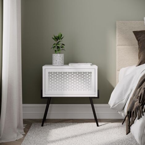 Decortie Naive Modern Bedside Table 48cm Width Bedroom Furniture - White